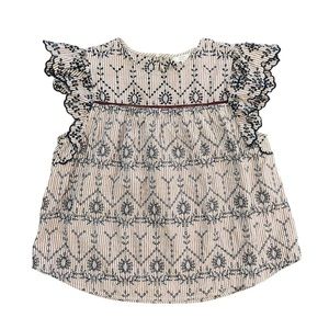 Crown & Ivy Flutter Sleeve Embroidered Eyelet Swing Top